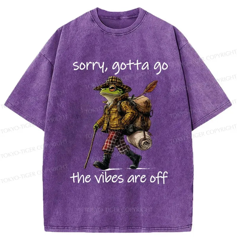 Kyoto-Lion Funny Frog Walks Away Washed T-Shirt