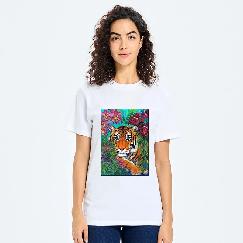 Kyoto-Lion Floral Tiger Portrait Classic T-Shirt
