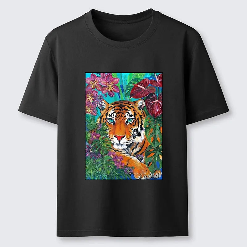 Kyoto-Lion Floral Tiger Portrait Classic T-Shirt