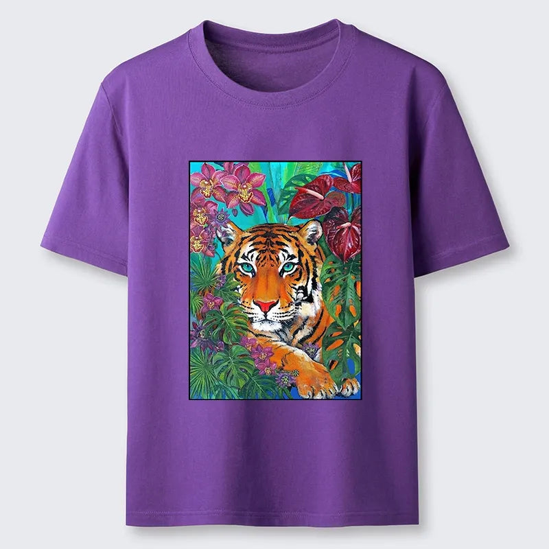 Kyoto-Lion Floral Tiger Portrait Classic T-Shirt