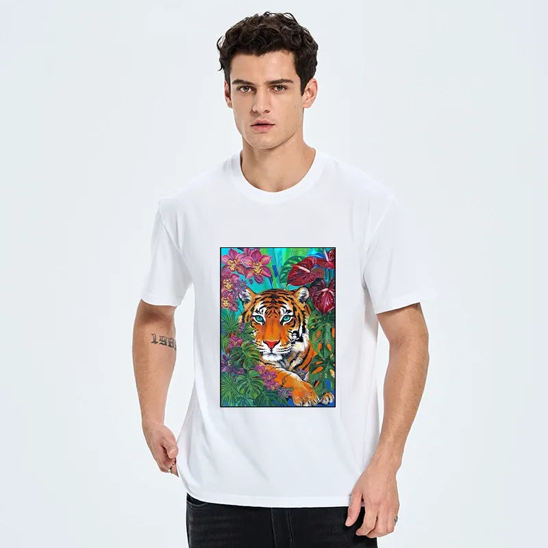 Kyoto-Lion Floral Tiger Portrait Classic T-Shirt