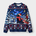 Kyoto-Lion Winter Night Santa Cat Fuzzy Christmas Ugly Sweatshirt