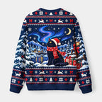 Kyoto-Lion Winter Night Santa Cat Fuzzy Christmas Ugly Sweatshirt
