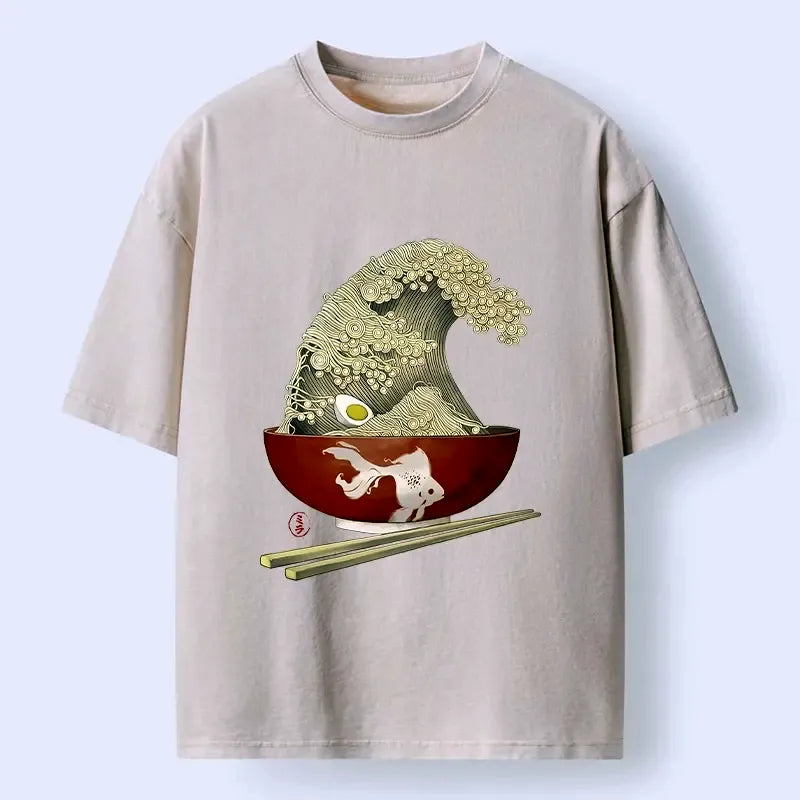 Washed Kanagawa T-Shirt for Daily Wear