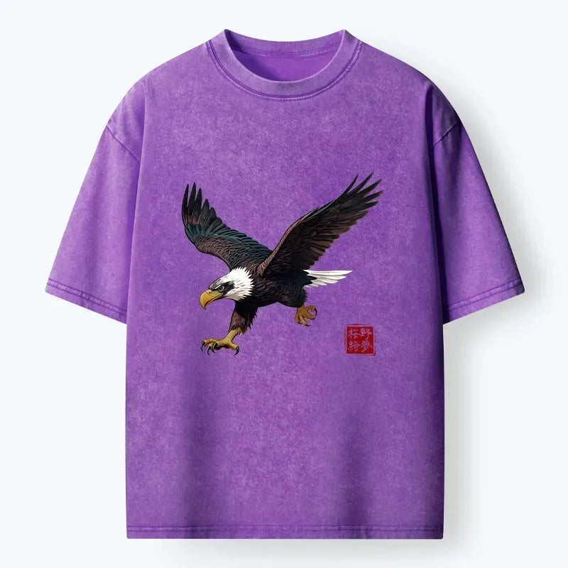 Kyoto-Lion Majestic Eagle In Flight Washed T-Shirt