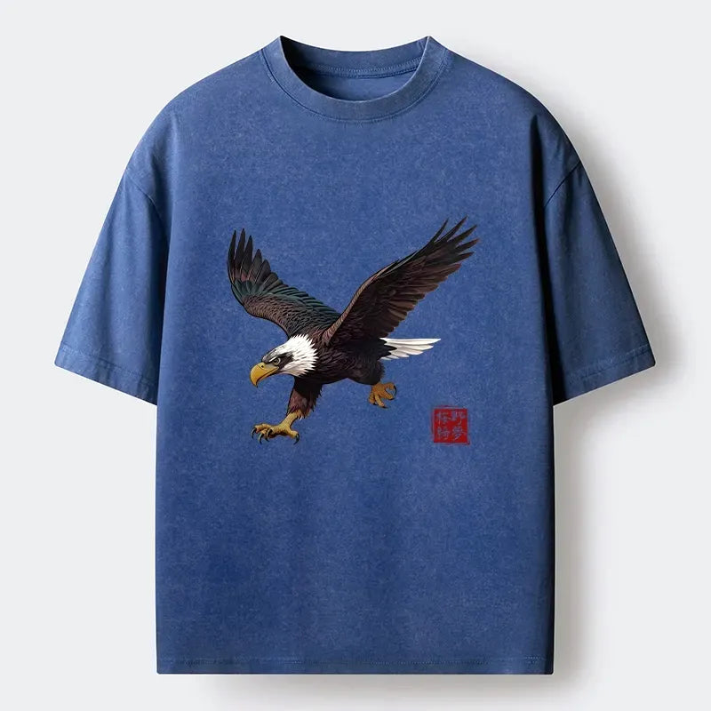 Kyoto-Lion Majestic Eagle In Flight Washed T-Shirt
