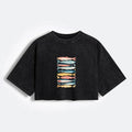 Japanese colorful fish washed crop t-shirt