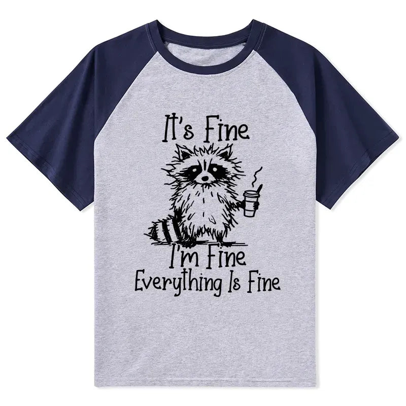 Kyoto-Lion Raccoon Fine Meme Raglan T-shirt