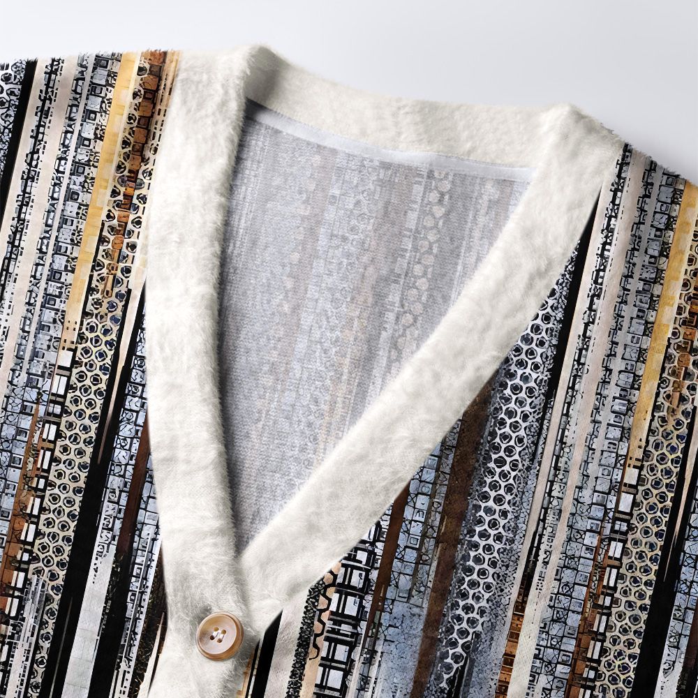 Kyoto-Lion Japanese Pattern Ugly Cardigan Sweater