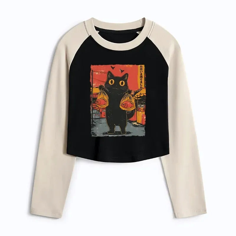 Vintage Kyoto-Lion Raglan T-Shirt for Women