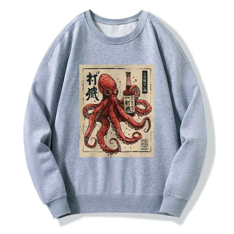 japanese octopus sweatshirt for daily wear