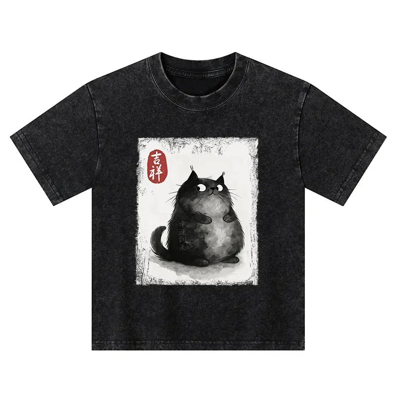 vintage Kyoto cat wash t-shirt gift