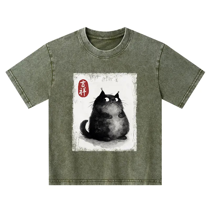 vintage Kyoto cat wash t-shirt gift
