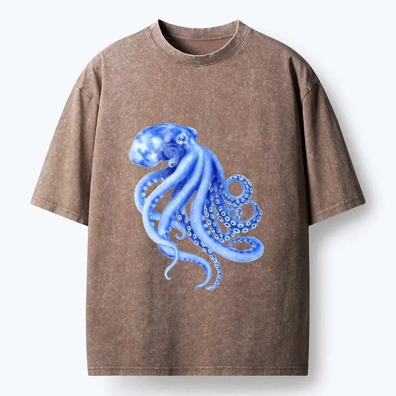 Retro Blue Octopus T-Shirt for Everyday