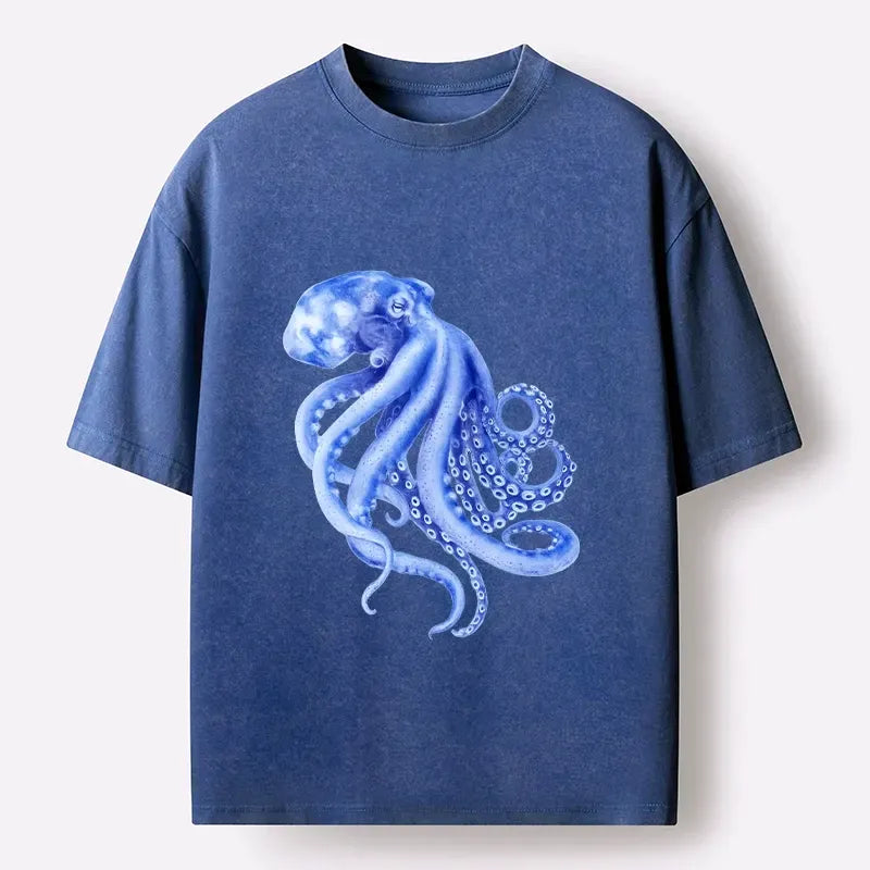 Retro Blue Octopus T-Shirt for Everyday