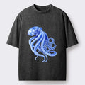 Washed Octopus T-Shirt for Summer Vacation