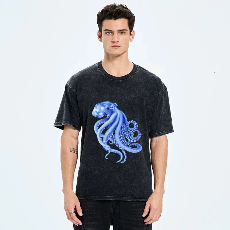 Retro Blue Octopus T-Shirt for Everyday
