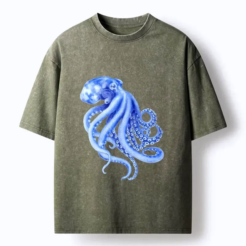 Retro Blue Octopus T-Shirt for Everyday