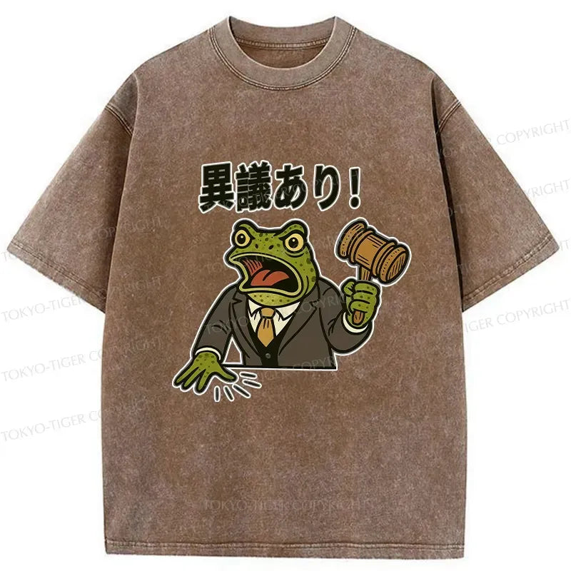 Frog Judge Washed T-Shirt for Daily Wear