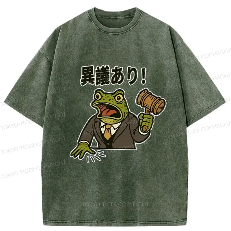 Frog Judge Washed T-Shirt for Daily Wear