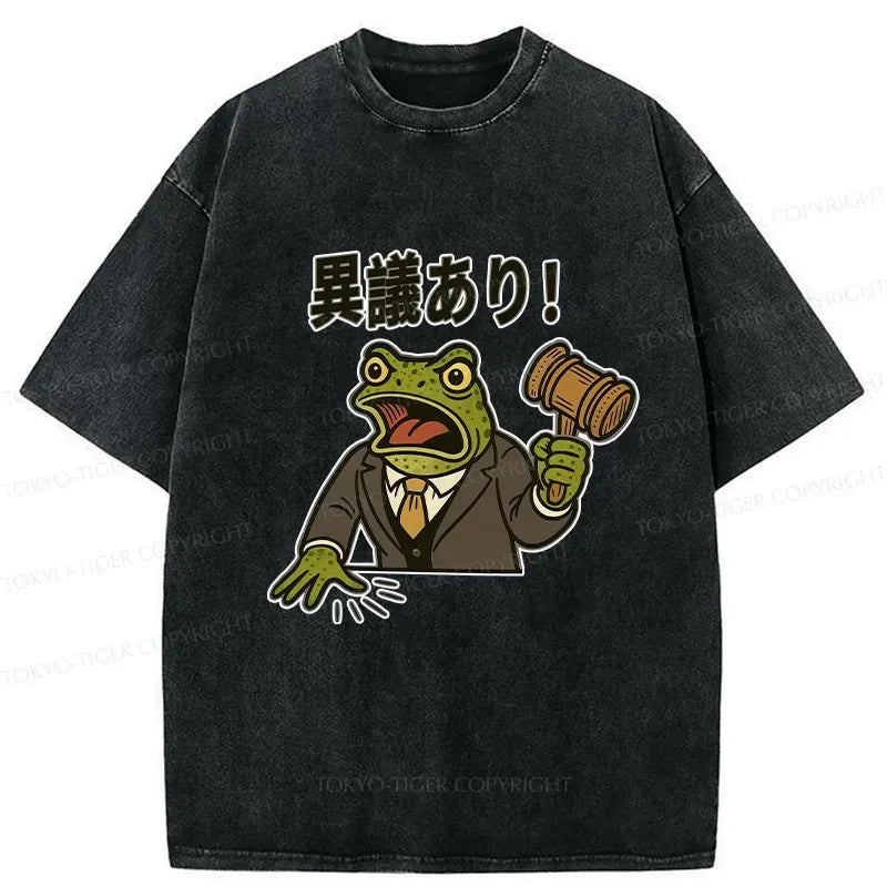 Frog Judge Washed T-Shirt for Daily Wear