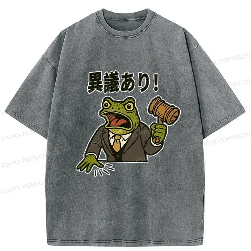 Frog Judge Washed T-Shirt for Daily Wear