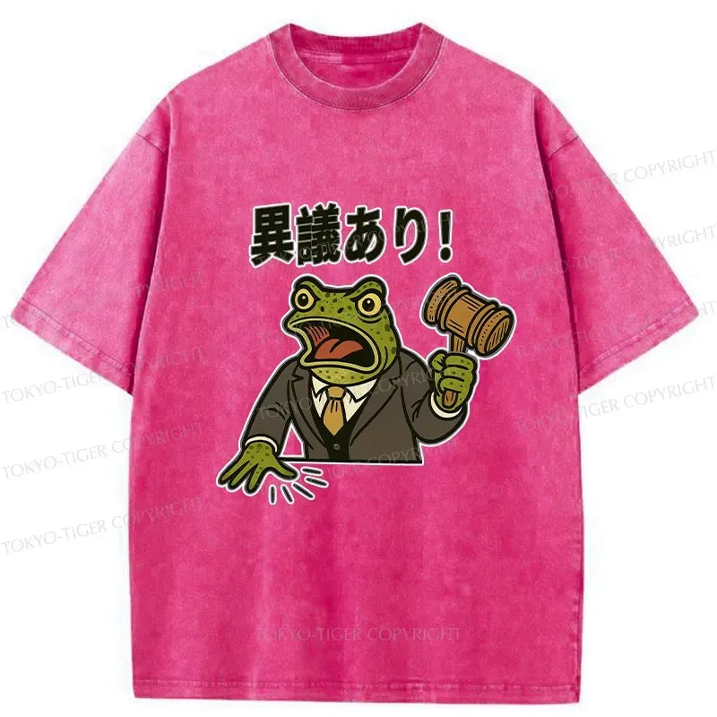 Frog Judge Washed T-Shirt for Daily Wear