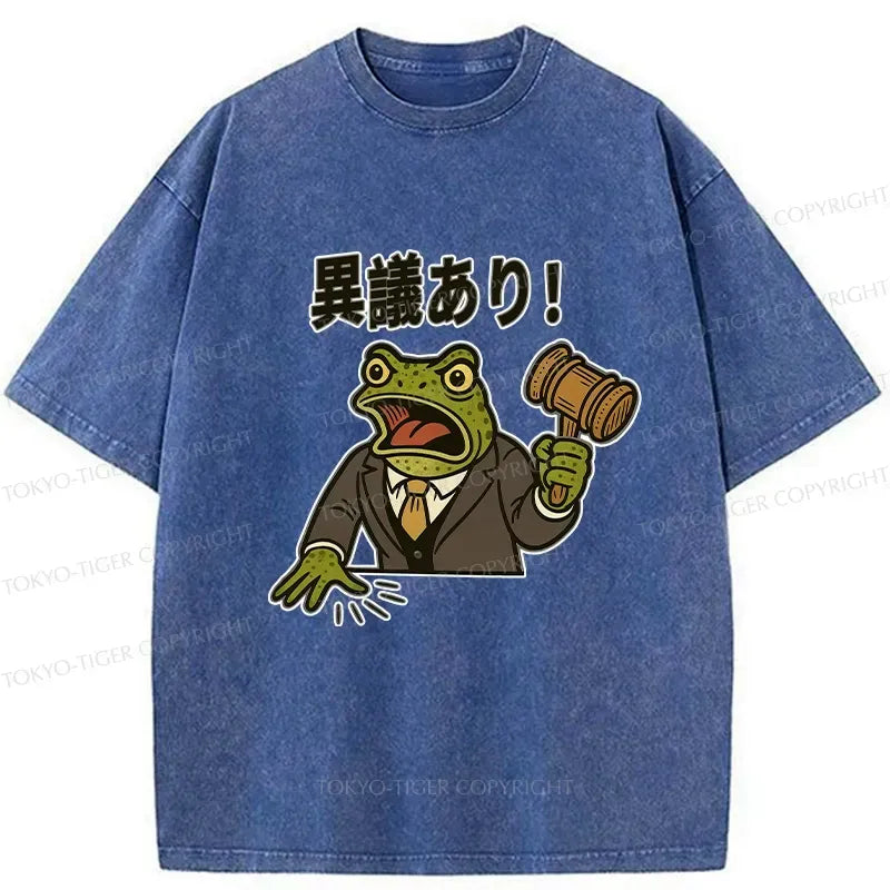 Kyoto-Lion The Frog Judge Has Objections Washed T-Shirt