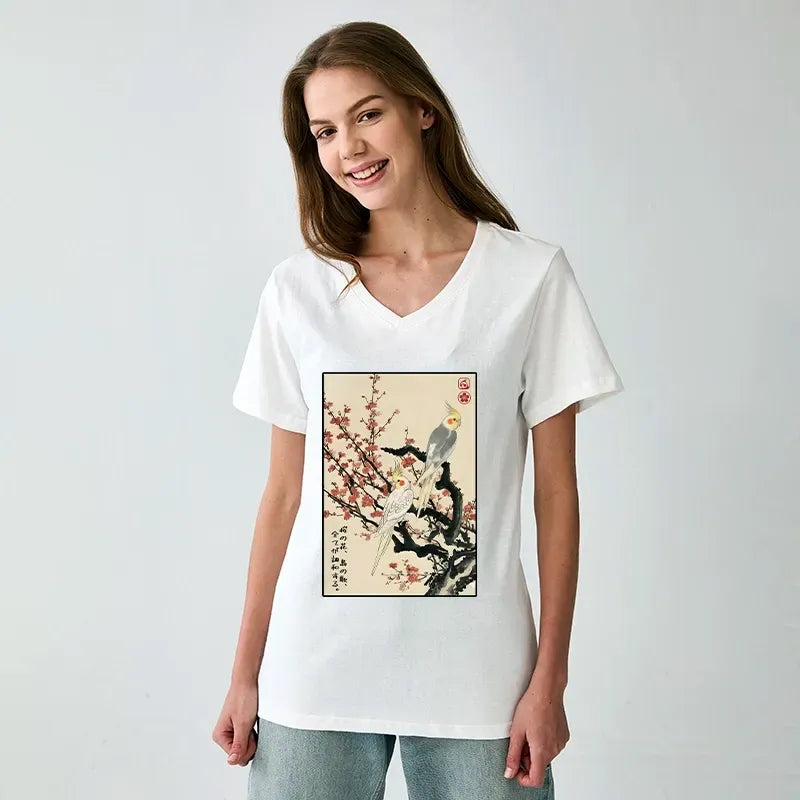 Japanese V-Neck T-Shirt for Daily Wear