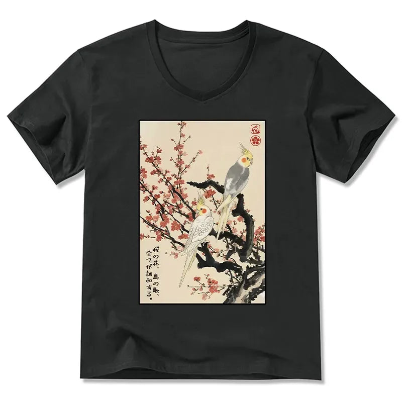 Kyoto-Lion Whispers of Silent Blossoms V-Neck Classic T-Shirt