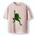 retro green wave frog t-shirt for casual wear