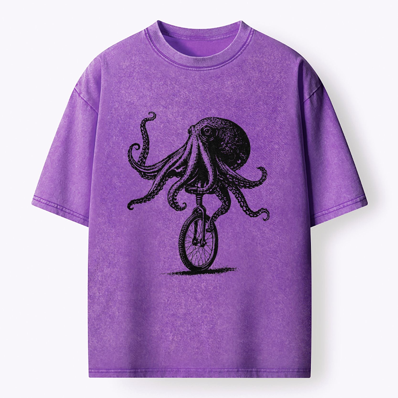 Kyoto-Lion Octopus On A Unicycle Washed T-Shirt