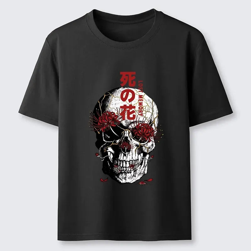 Spider Lily Skull Classic Tee for Streetwear