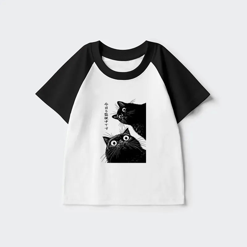 Kyoto Cat Watching Kids Raglan Tee Best Seller