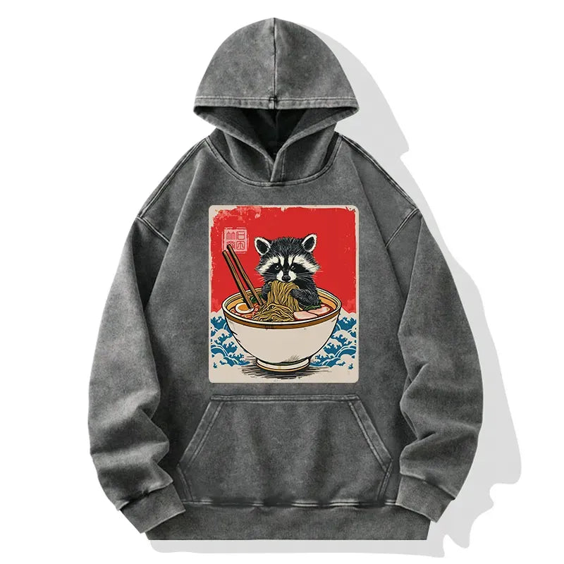 Kyoto-Lion Ramen Lover Raccoon Washed Hoodie