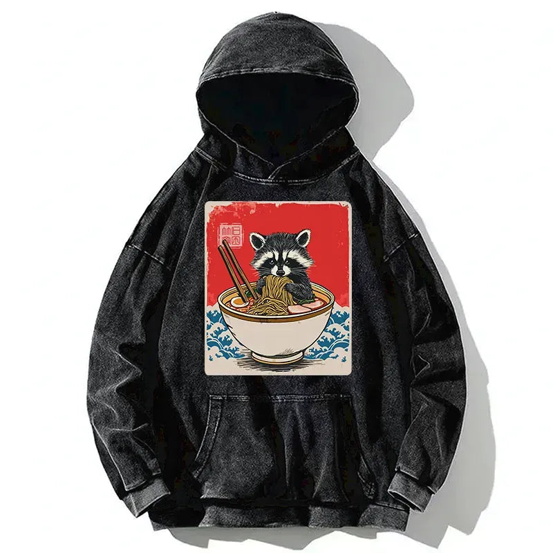 Kyoto-Lion Ramen Lover Raccoon Washed Hoodie