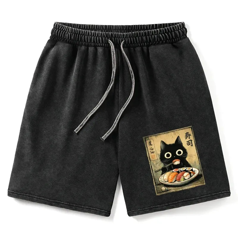 Japanese Sushi Cat Unisex Shorts for Summer