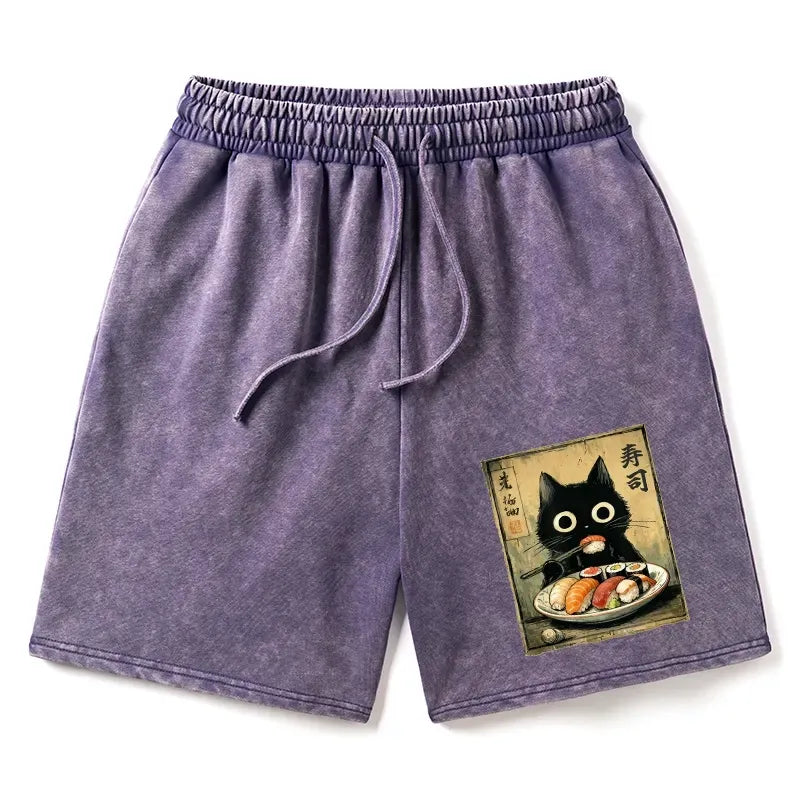 Japanese Sushi Cat Unisex Shorts for Summer