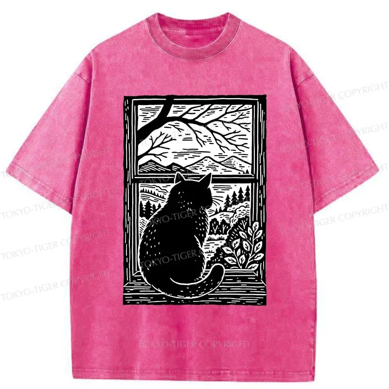 Kyoto-Lion Cat Waiting For Its Owner Washed T-Shirt