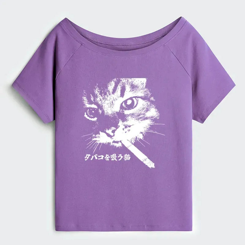 Retro Cat Smoking T-Shirt Limited Edition