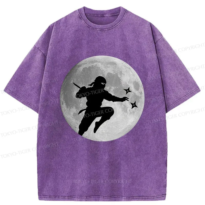 Kyoto-Lion Ninja Under The Moon Washed T-Shirt