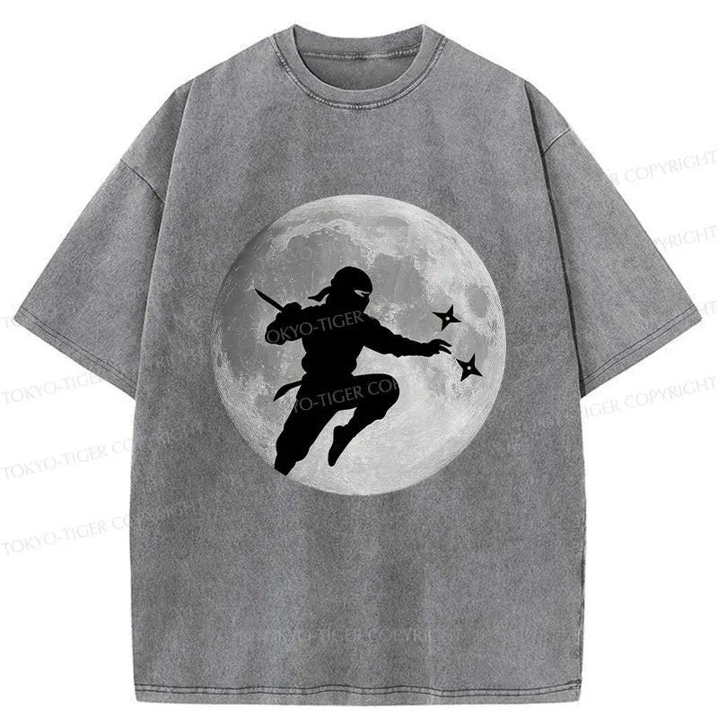 Kyoto-Lion Ninja Under The Moon Washed T-Shirt