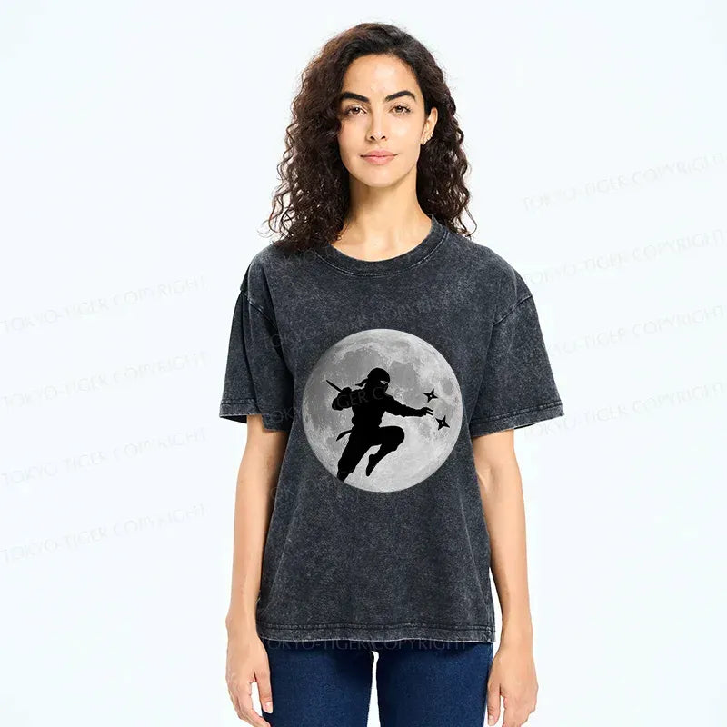 Kyoto-Lion Ninja Under The Moon Washed T-Shirt