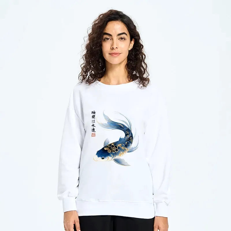 Koi Fish Watercolor Sweatshirt for Japanese Art Lovers