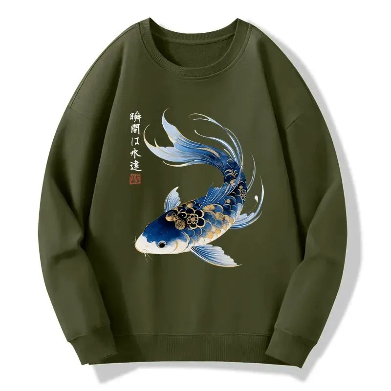 Koi Fish Watercolor Sweatshirt for Japanese Art Lovers