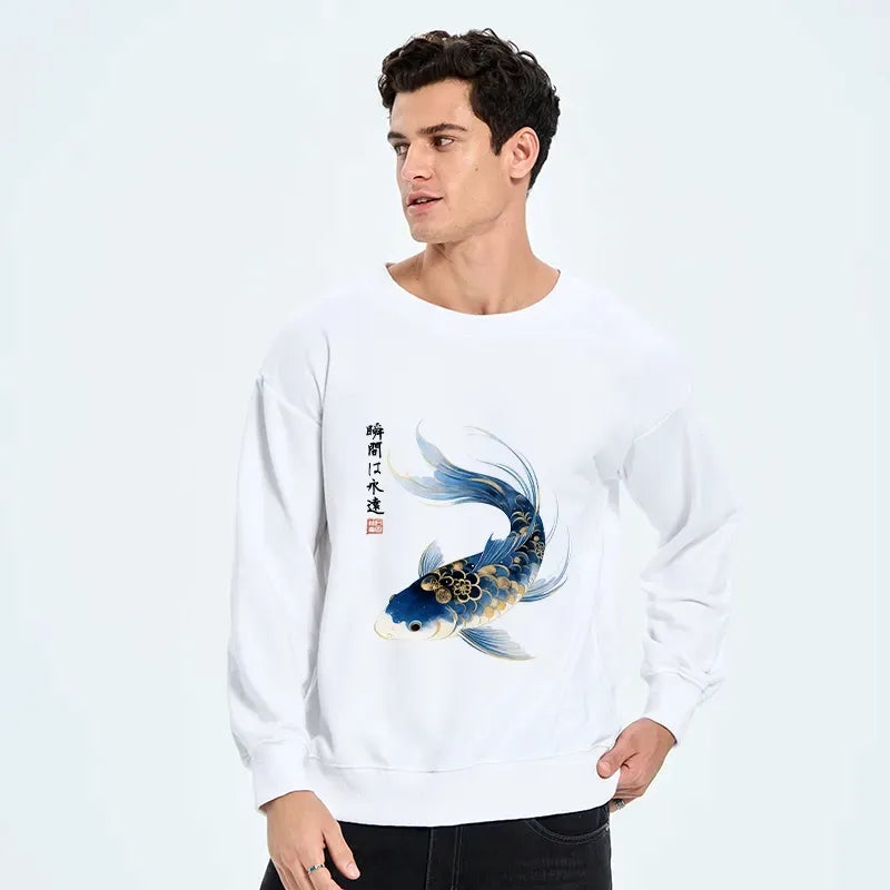 Kyoto-Lion Elegant Koi Fish Watercolor Art Classic Sweatshirt