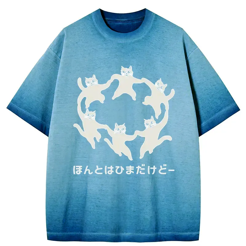 Japanese gradient washed t-shirt for daily wear