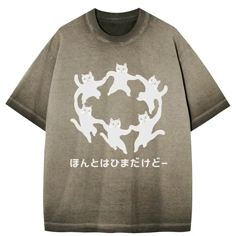 Premium unisex Japanese t-shirt with cats