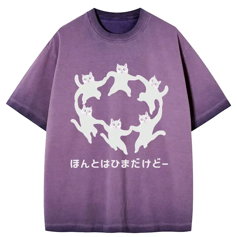 Vintage Japanese cat t-shirt streetwear style