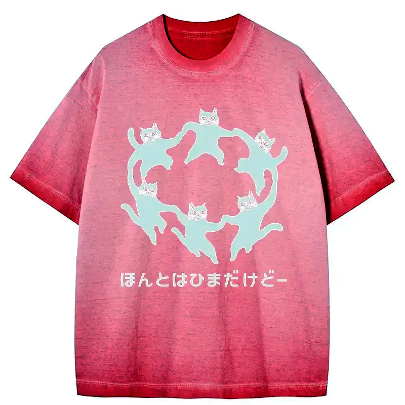 Japanese gradient washed t-shirt for daily wear